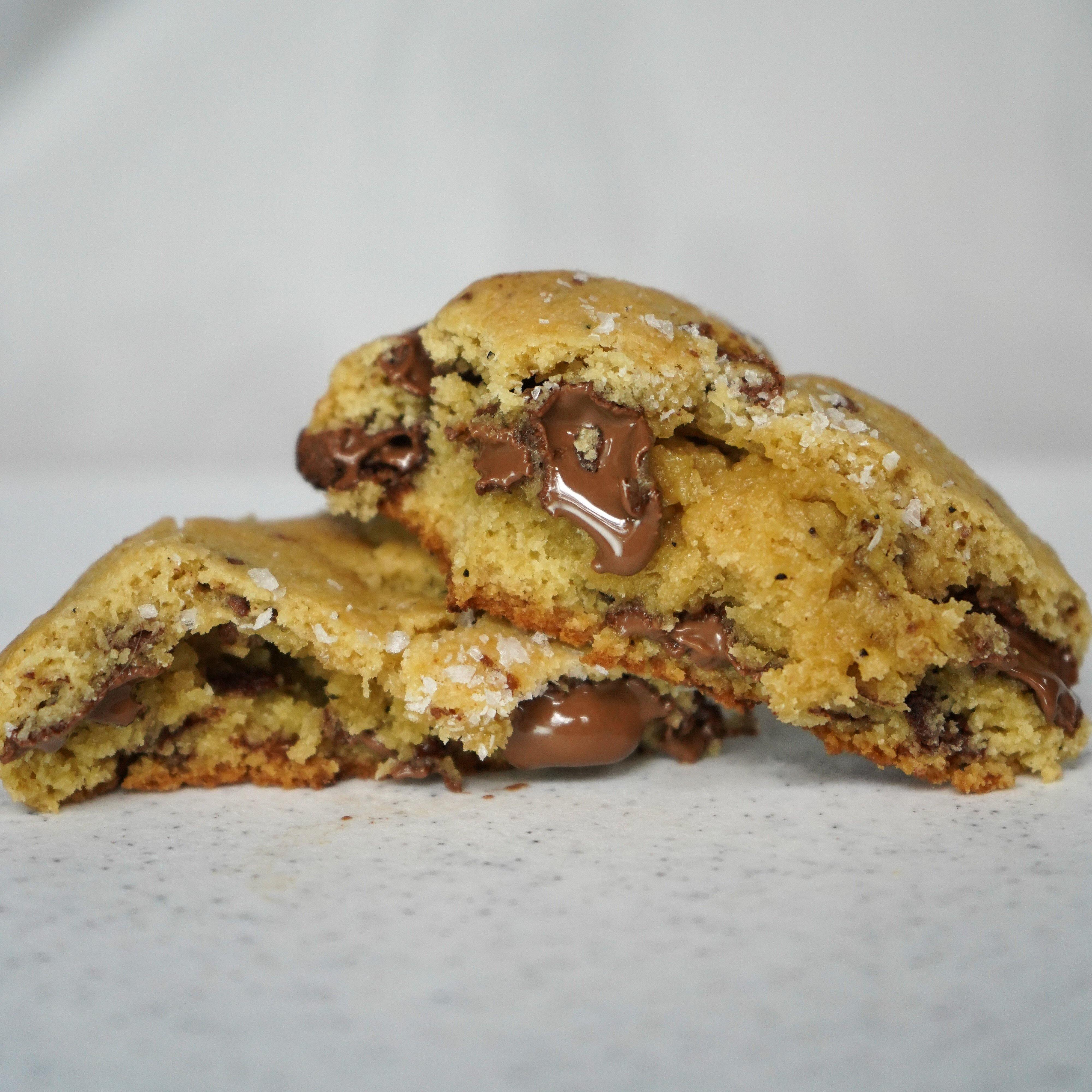 Milk Chocolate Chunk Cookie with Sea Salt Flakes - Being Baked Cookies